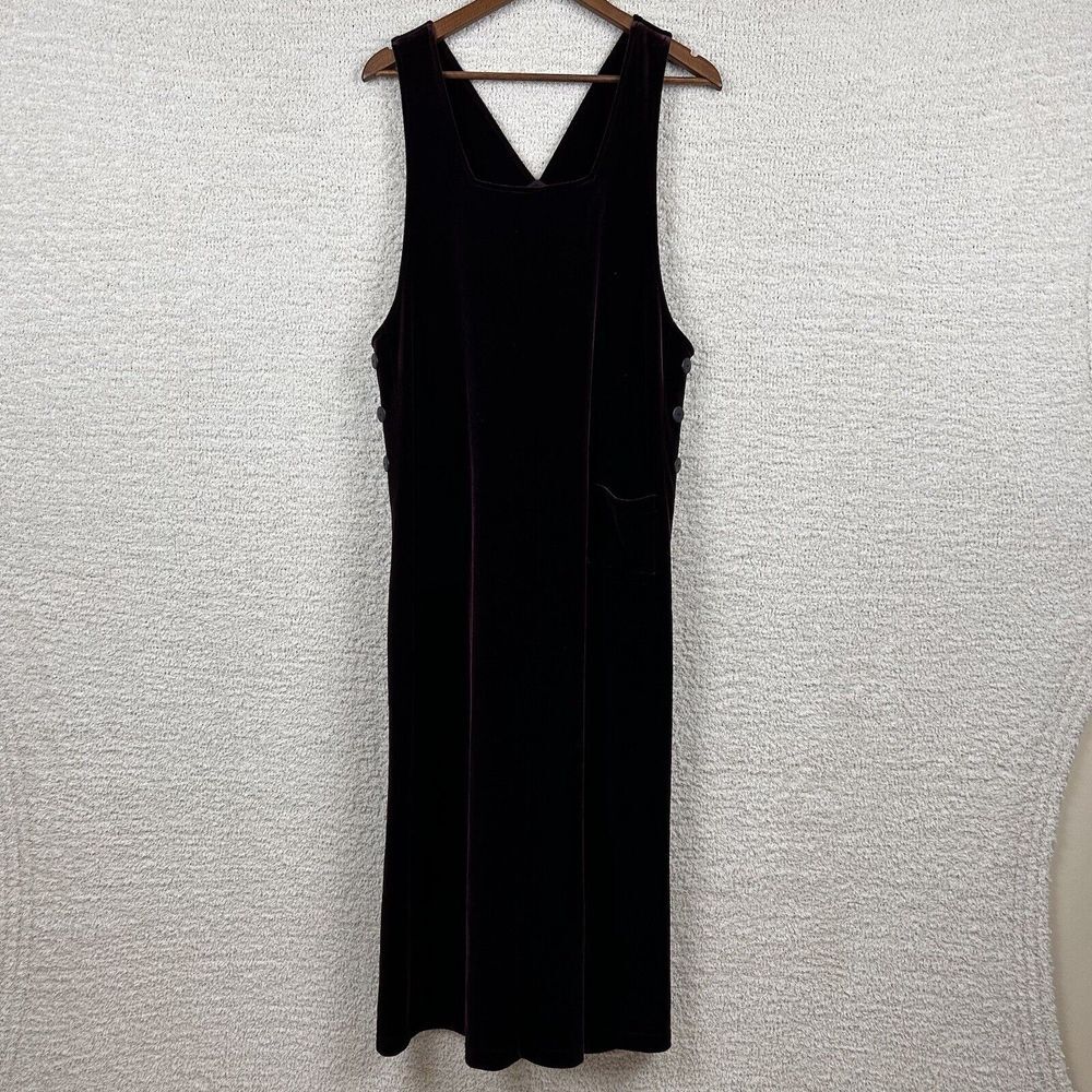 Vintage Jacqueline Ferrar Dress Womens 10 Plum Velour Stretch Pocket Buttons